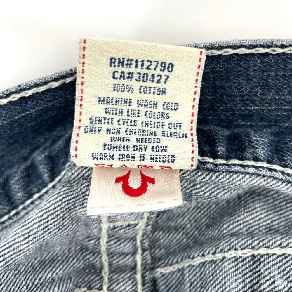 True Religion Bobby Mens 34 (Fits 32) Denim Jean Shorts Dark Wash Cut Off USA‎